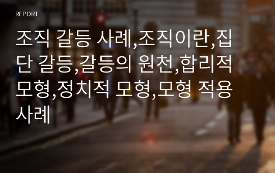 조직 갈등 사례,조직이란,집단 갈등,갈등의 원천,합리적 모형,정치적 모형,모형 적용 사례