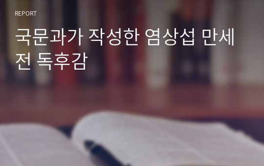 국문과가 작성한 염상섭 만세전 독후감