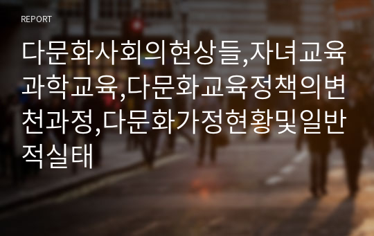 다문화사회의현상들,자녀교육과학교육,다문화교육정책의변천과정,다문화가정현황및일반적실태