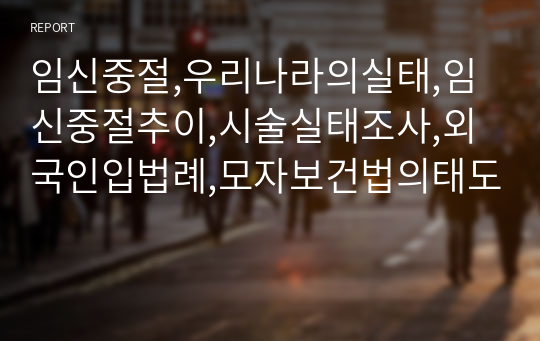 임신중절,우리나라의실태,임신중절추이,시술실태조사,외국인입법례,모자보건법의태도