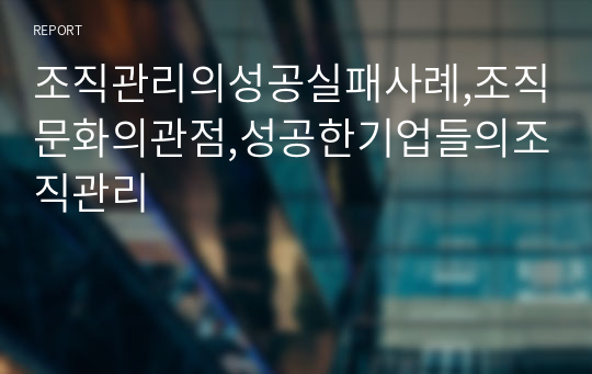 조직관리의성공실패사례,조직문화의관점,성공한기업들의조직관리