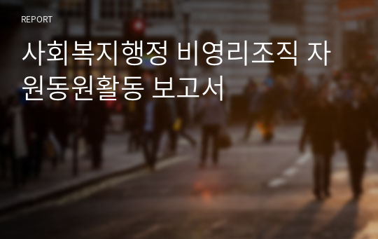 사회복지행정 비영리조직 자원동원활동 보고서