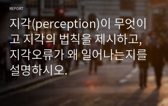 지각(perception)이 무엇이고 지각의 법칙을 제시하고, 지각오류가 왜 일어나는지를 설명하시오.