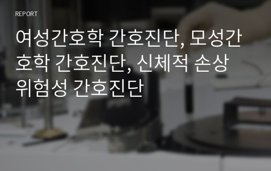 여성간호학 간호진단, 모성간호학 간호진단, 신체적 손상 위험성 간호진단