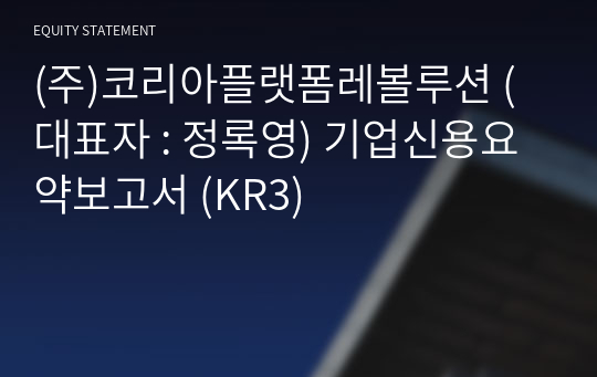 (주)코리아플랫폼레볼루션 기업신용요약보고서 (KR3)