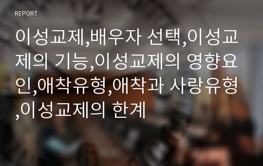 이성교제,배우자 선택,이성교제의 기능,이성교제의 영향요인,애착유형,애착과 사랑유형,이성교제의 한계