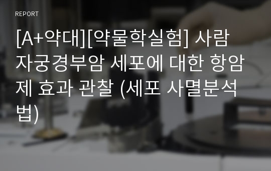 [A+약대][약물학실험] 사람 자궁경부암 세포에 대한 항암제 효과 관찰 (세포 사멸분석법)