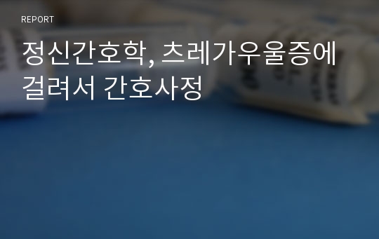 정신간호학, 츠레가우울증에걸려서 간호사정