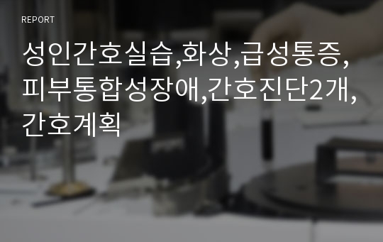 성인간호실습,화상,급성통증,피부통합성장애,간호진단2개,간호계획