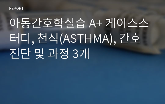 아동간호학실습 A+ 케이스스터디, 천식(ASTHMA), 간호진단 및 과정 3개