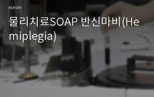 물리치료SOAP 반신마비(Hemiplegia)