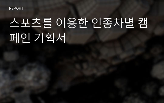 스포츠를 이용한 인종차별 캠페인 기획서