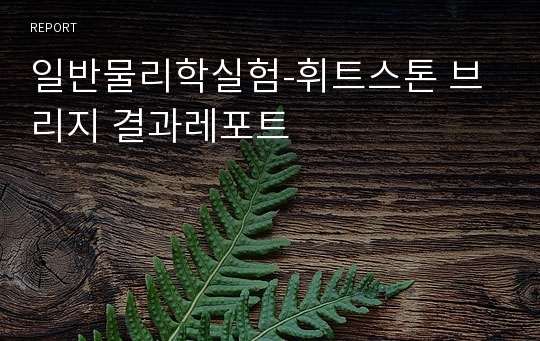 일반물리학실험-휘트스톤 브리지 결과레포트