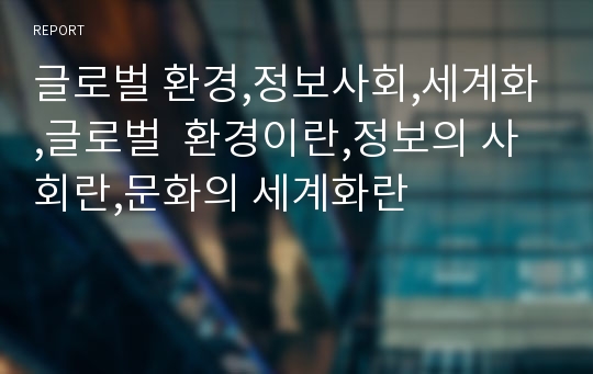 글로벌 환경,정보사회,세계화,글로벌  환경이란,정보의 사회란,문화의 세계화란