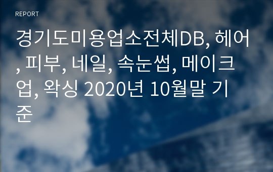 경기도미용업소전체DB, 헤어, 피부, 네일, 속눈썹, 메이크업, 왁싱 2020년 10월말 기준