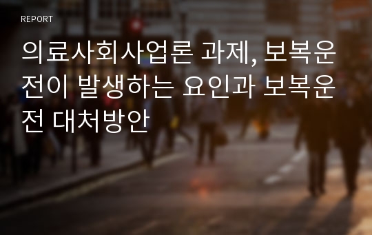 의료사회사업론 과제, 보복운전이 발생하는 요인과 보복운전 대처방안