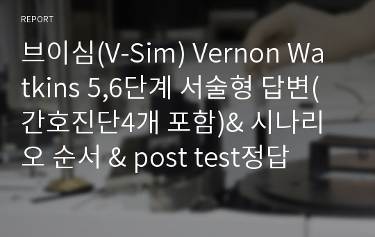 브이심(V-Sim) Vernon Watkins 5,6단계 서술형 답변(간호진단4개 포함)&amp; 시나리오 순서 &amp; post test정답