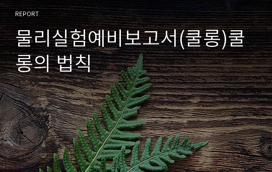 물리실험예비보고서(쿨롱)쿨롱의 법칙