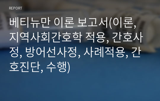 베티뉴만 이론 보고서(이론, 지역사회간호학 적용, 간호사정, 방어선사정, 사례적용, 간호진단, 수행)