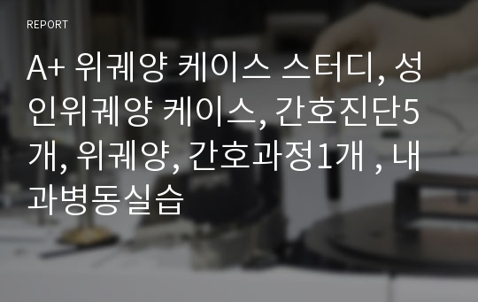 A+ 위궤양 케이스 스터디, 성인위궤양 케이스, 간호진단5개, 위궤양, 간호과정1개 , 내과병동실습