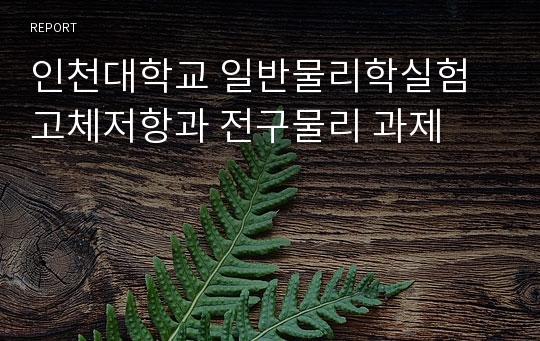 인천대학교 일반물리학실험 고체저항과 전구물리 과제