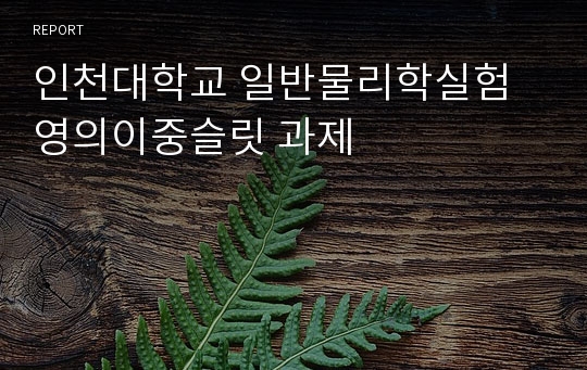 인천대학교 일반물리학실험 영의이중슬릿 과제