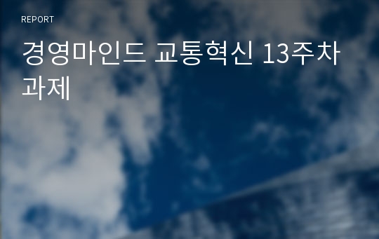 경영마인드 교통혁신 13주차 과제