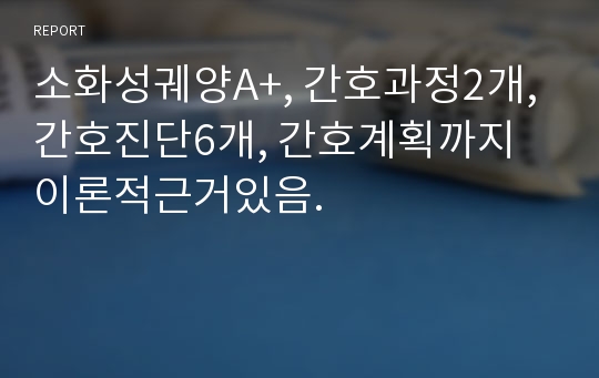 소화성궤양A+, 간호과정2개, 간호진단6개, 간호계획까지 이론적근거있음.