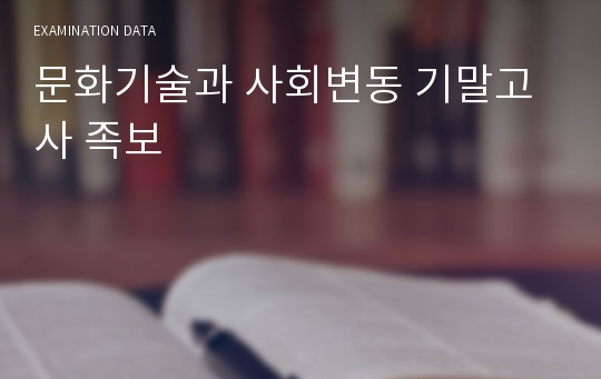 문화기술과 사회변동 기말고사 족보