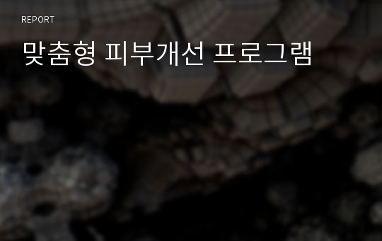 맞춤형 피부개선 프로그램