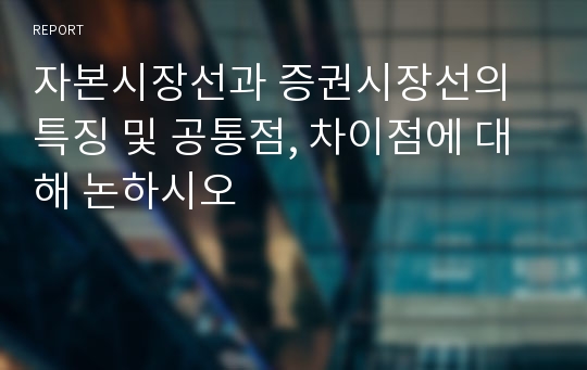 자본시장선과 증권시장선의 특징 및 공통점, 차이점에 대해 논하시오