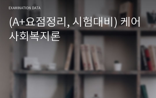 (A+요점정리, 시험대비) 케어사회복지론