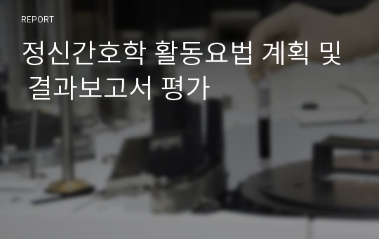 정신간호학 활동요법 계획 및 결과보고서 평가