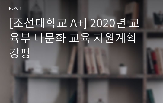 [조선대학교 A+] 2020년 교육부 다문화 교육 지원계획 강평