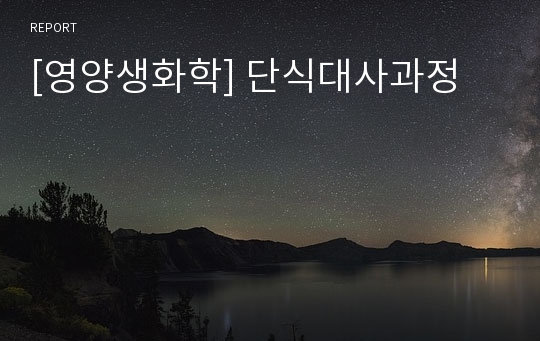 [영양생화학] 단식대사과정