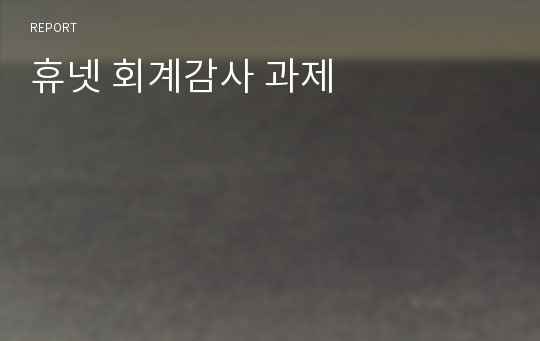 휴넷 회계감사 과제