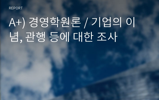 A+) 경영학원론 / 기업의 이념, 관행 등에 대한 조사