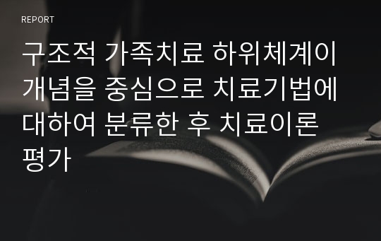 구조적 가족치료 하위체계이 개념을 중심으로 치료기법에 대하여 분류한 후 치료이론 평가