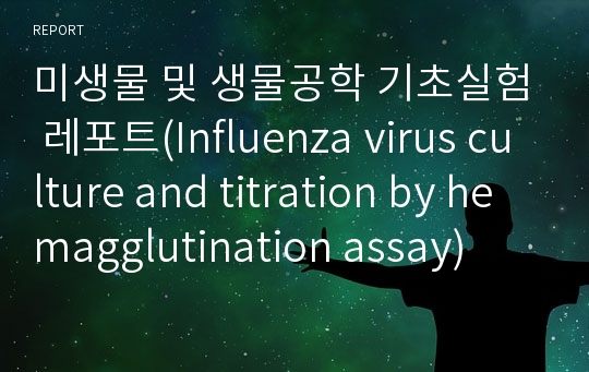 미생물 및 생물공학 기초실험 레포트(Influenza virus culture and titration by hemagglutination assay)