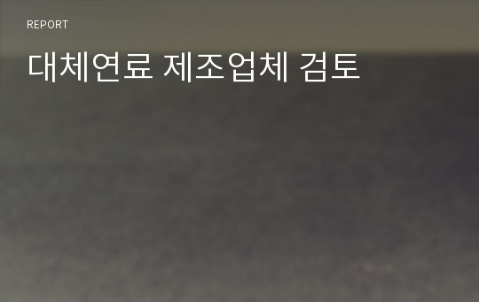 대체연료 제조업체 검토