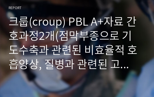 크룹(croup) PBL A+자료 간호과정2개(점막부종으로 기도수축과 관련된 비효율적 호흡양상, 질병과 관련된 고체온)