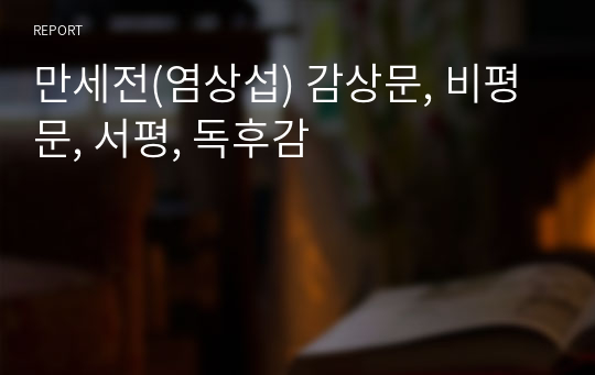 만세전(염상섭) 감상문, 비평문, 서평, 독후감