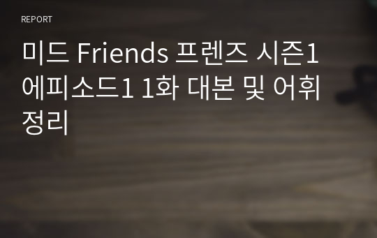 미드 Friends 프렌즈 시즌1 에피소드1 1화 대본 및 어휘정리