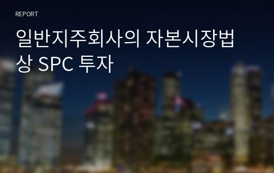 일반지주회사의 자본시장법상 SPC 투자