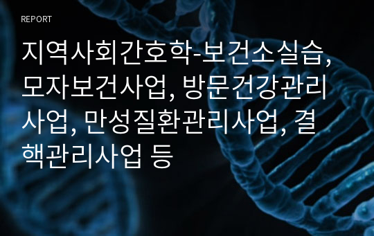 지역사회간호학-보건소실습, 모자보건사업, 방문건강관리사업, 만성질환관리사업, 결핵관리사업 등