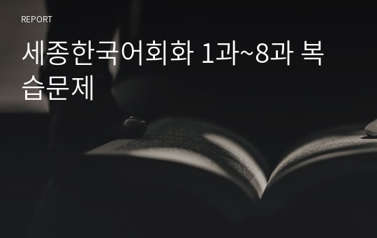 세종한국어회화 1과~8과 복습문제