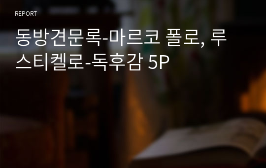 동방견문록-마르코 폴로, 루스티켈로-독후감 5P