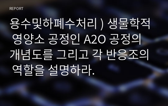 용수및하폐수처리 ) 생물학적 영양소 공정인 A2O 공정의 개념도를 그리고 각 반응조의 역할을 설명하라.