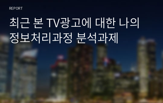 최근 본 TV광고에 대한 나의 정보처리과정 분석과제