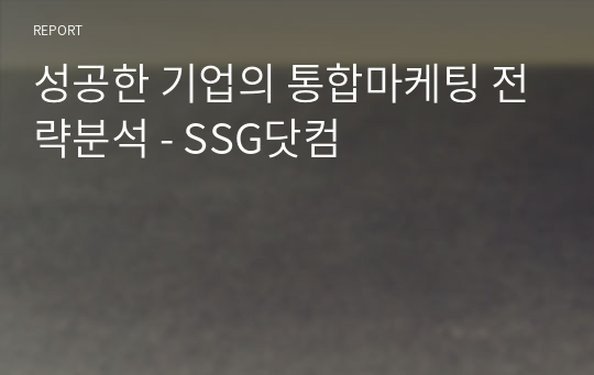 성공한 기업의 통합마케팅 전략분석 - SSG닷컴